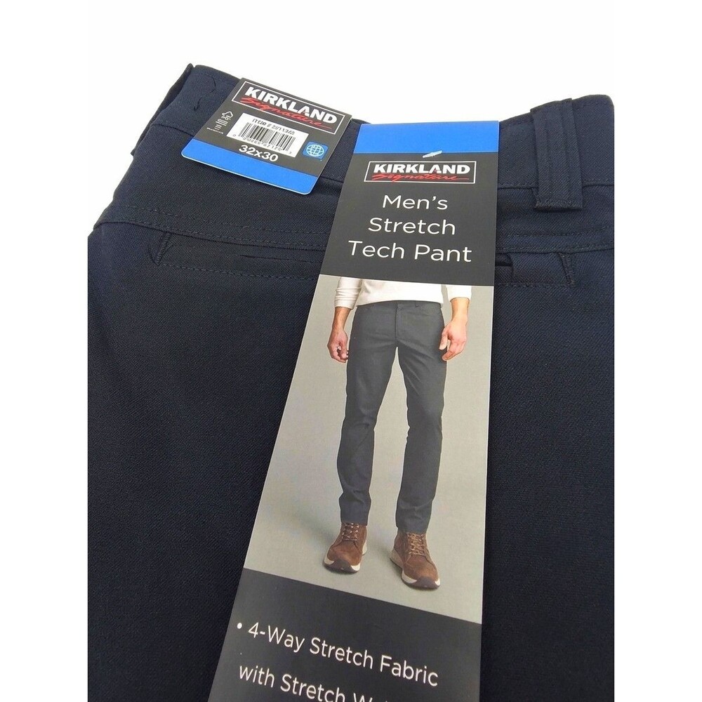 Kirkland Signature Mens 36x30 Straight Stretch Tech Pant Flex Waist Zip Pockets